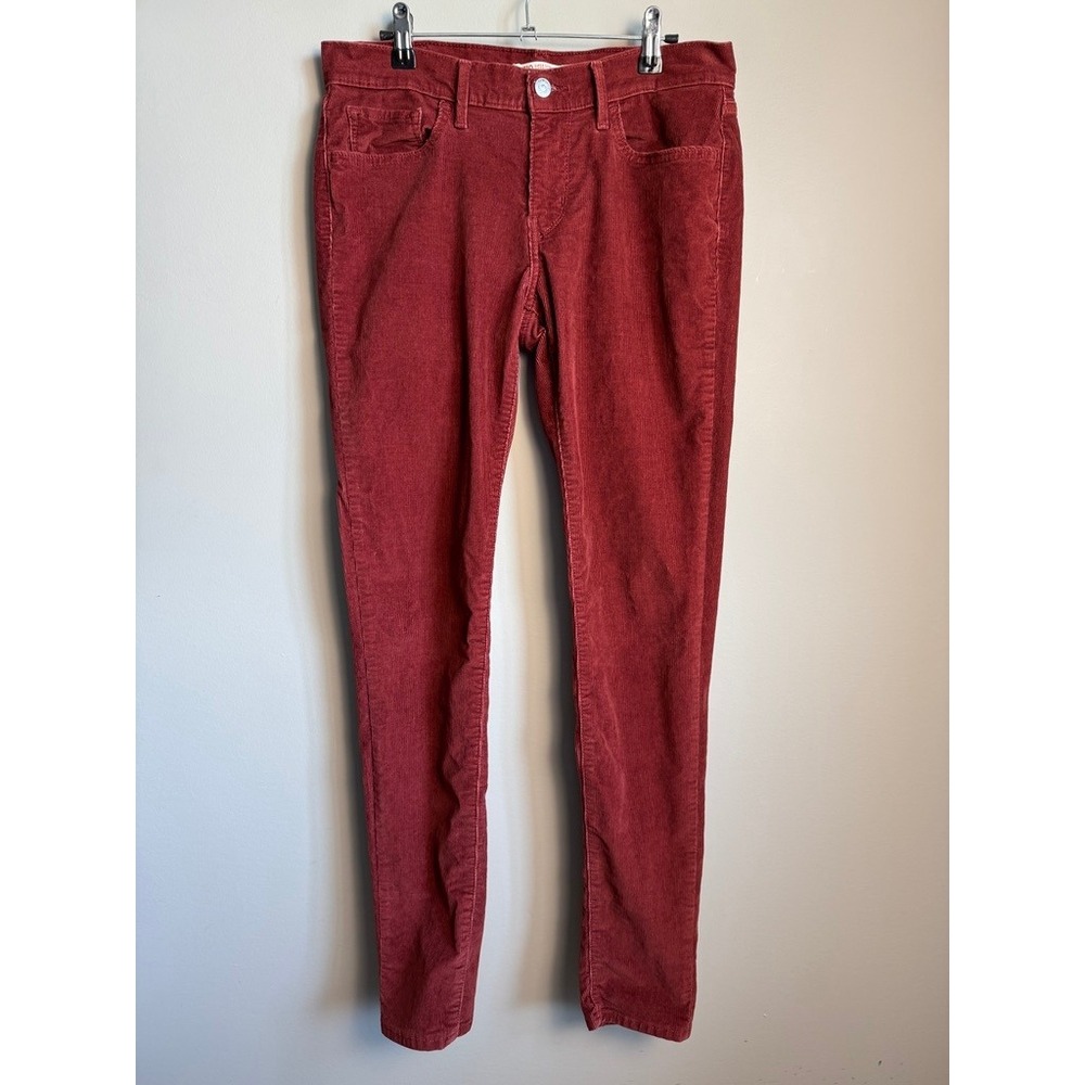 Levis Womens Burgundy Corduroy 710 Super Skinny Pants 30 Fall Dark Academia Boho